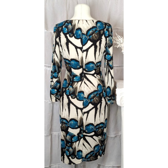 Joseph Ribkoff Abstract Artsy Twist Knot Front Long Sleeve Sheath Dress 8 - Picture 6 of 10
